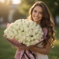 Букет 101 белая роза 60 см, Кропивницкий