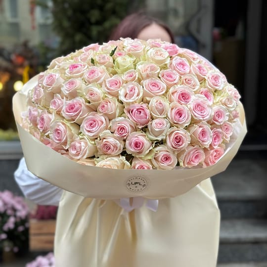 101 розовая роза Кения – доставка цветов в Виноградарь