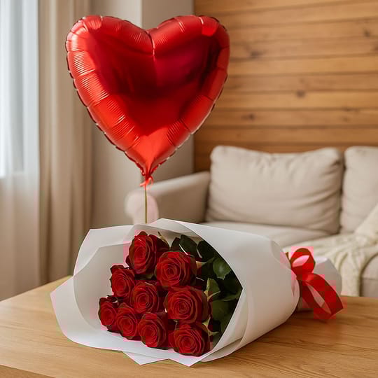 Ти в моєму серці + кулька – доставка квітів у Кінґстон