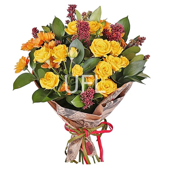 Букет-мікс в жовтих тонах – доставка квітів у Акко