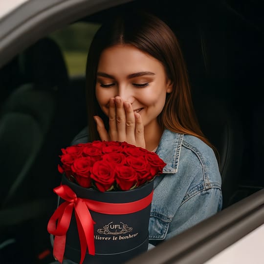 Червоні троянди в коробці 23 шт – доставка квітів у Стрий