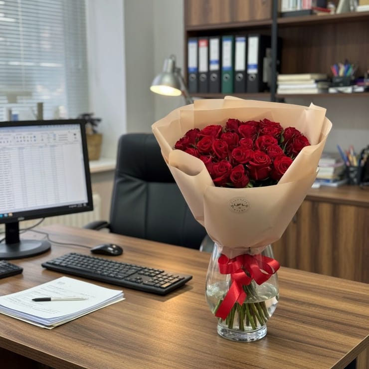 Букет з 25 червоних троянд – доставка квітів у Эшенбах