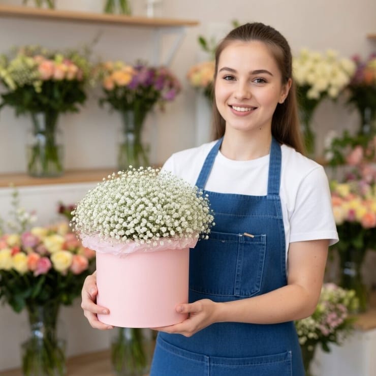 Гіпсофіла у коробці – доставка квітів у Олайне