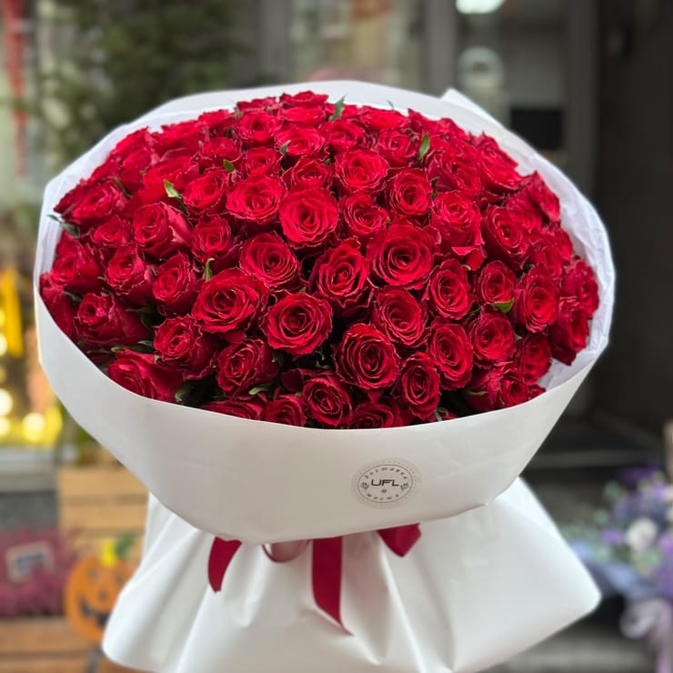 101 красная роза Кения – доставка цветов в Юбилейное (Запорожская область)