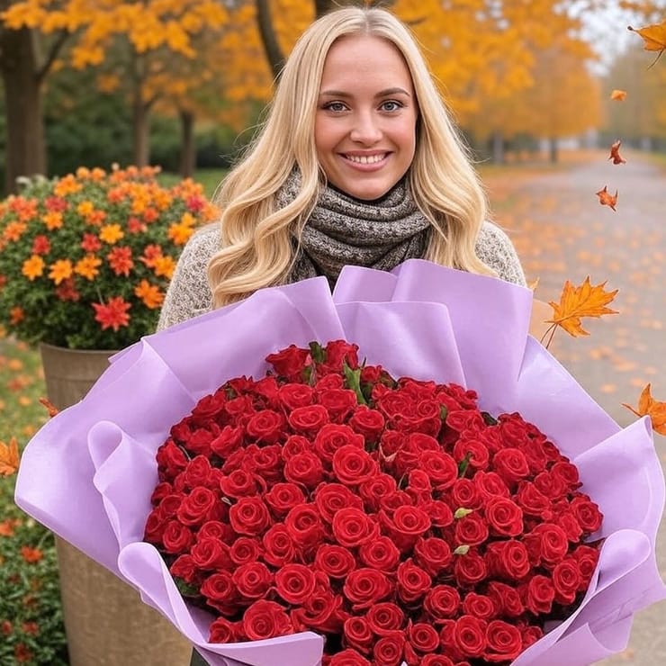 Promo! 101 red roses – flower delivery in Volnyansk