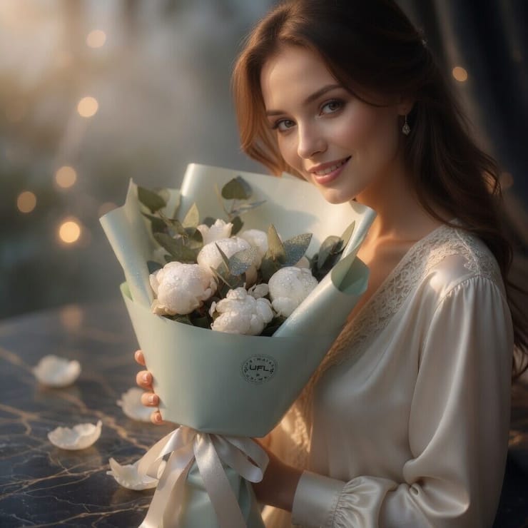 Букет 7 белых пионов – доставка цветов в Севилья