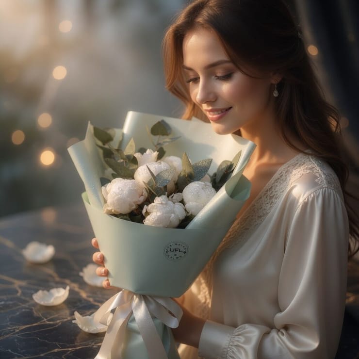 Букет 7 белых пионов – доставка цветов в Севилья