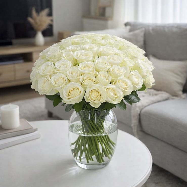 51 white roses – flower delivery in Ealing