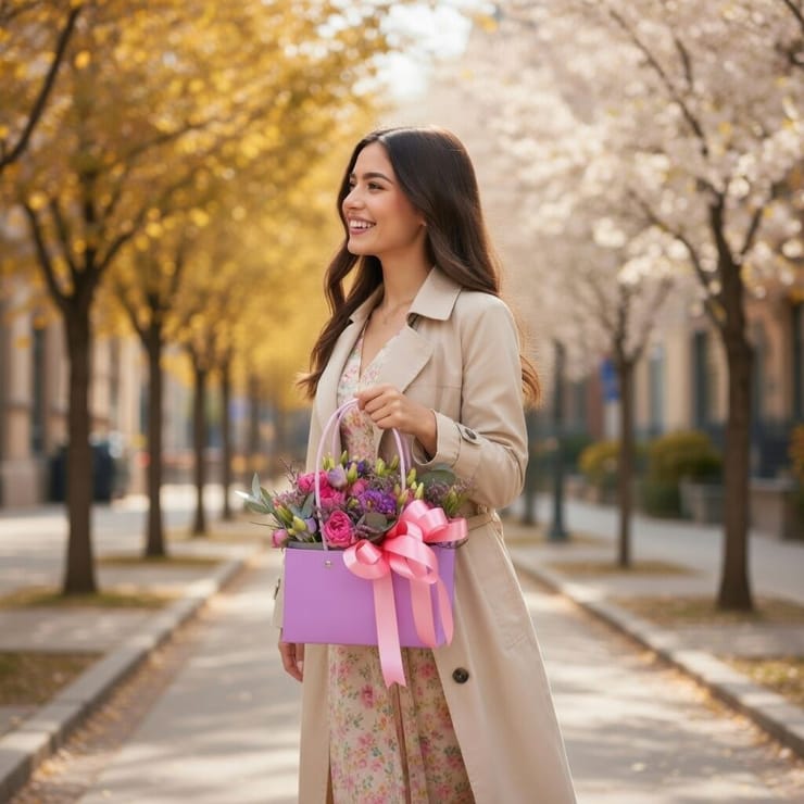 Букет квітів Квіткова сумочка – доставка квітів у Светловодськ