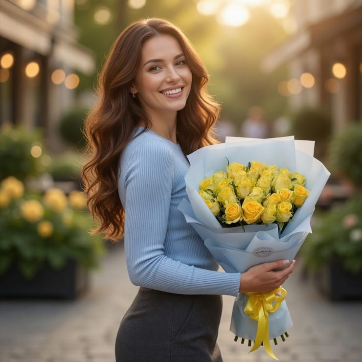 25 жовтих троянд – доставка цветов в Лінц