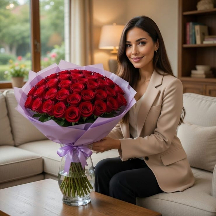 35 red roses – flower delivery in Kyiv (Kiev)