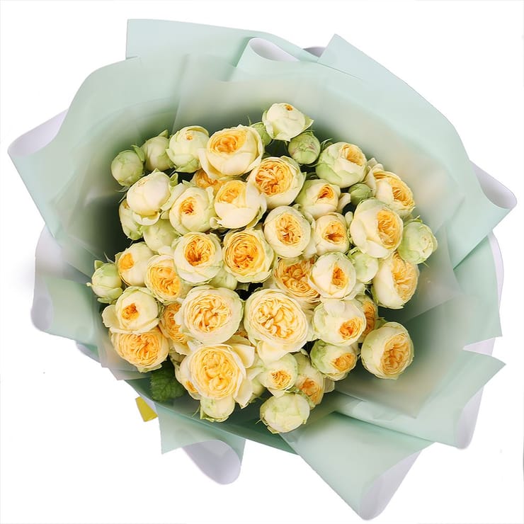 Букет жовтих півоноподібних троянд – доставка квітів у Новоселівка