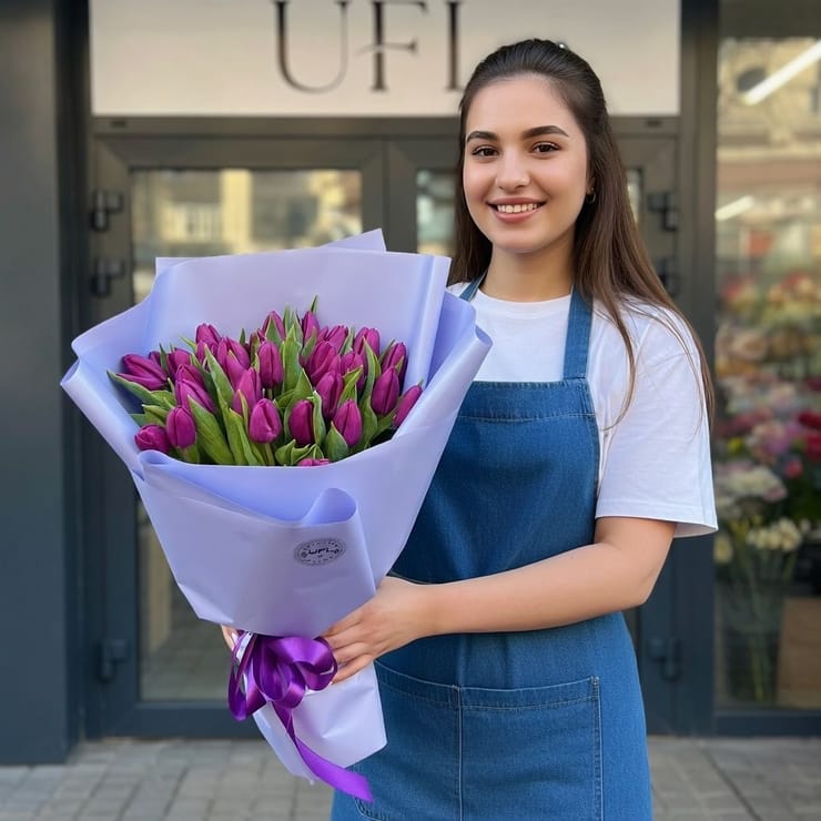 29 purple tulips – flower delivery in North Sydney