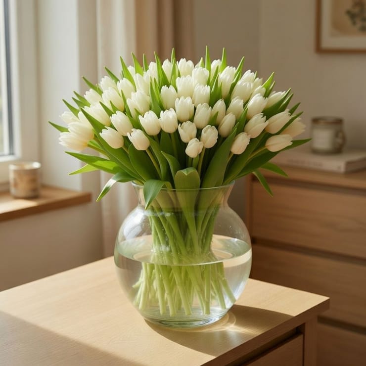Белые тюльпаны (101 шт) – доставка цветов в Никита