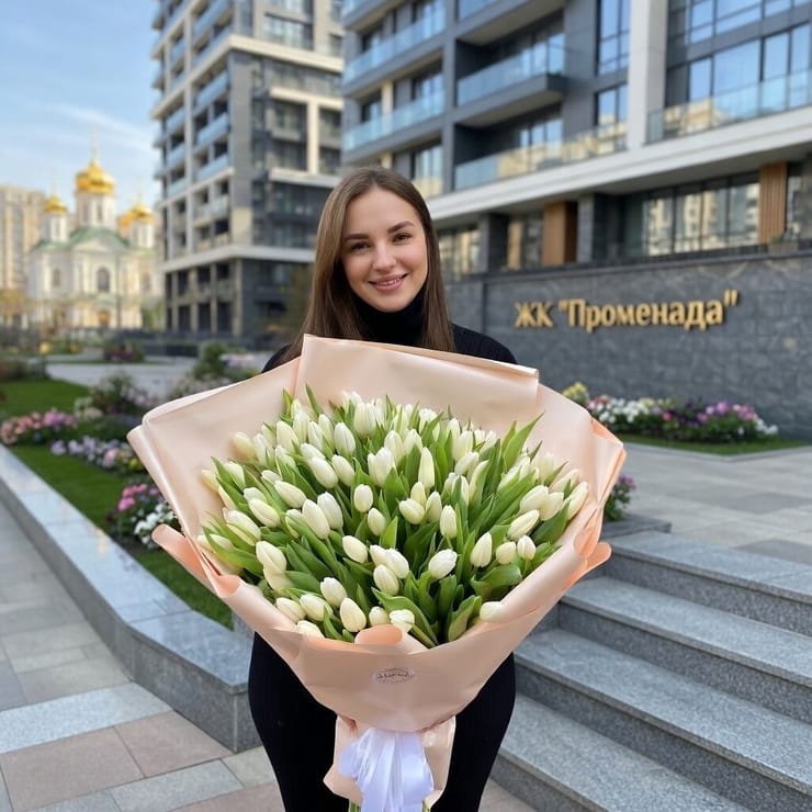 Белые тюльпаны (101 шт) – доставка цветов в Никита