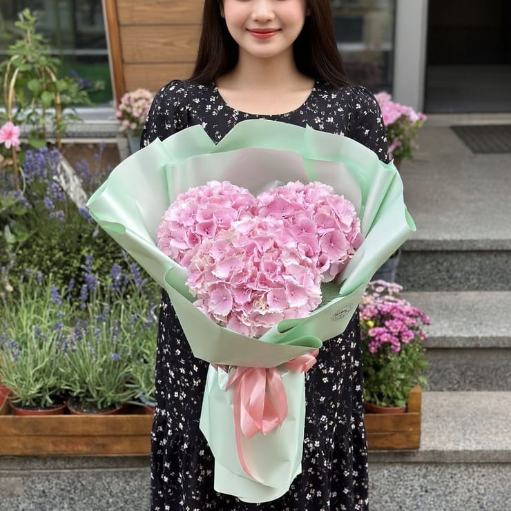3 pink hydrangeas – flower delivery in Reykjavik