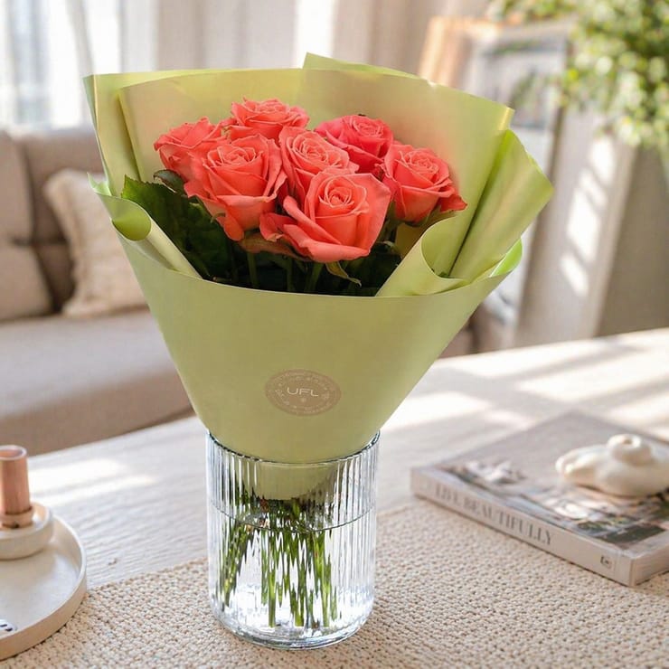 7 коралових троянд – доставка квітів у Сахівал