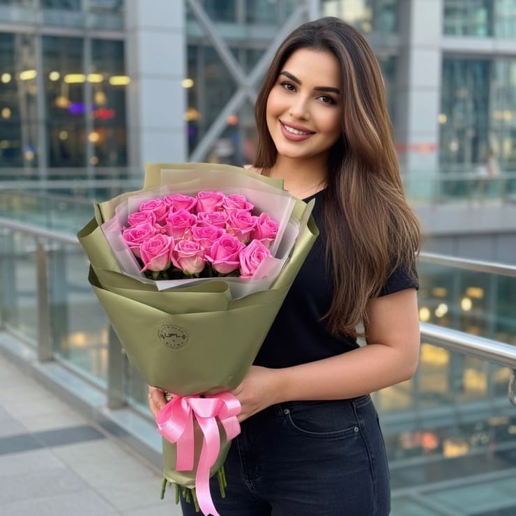 15 pink roses – flower delivery in Urbandale