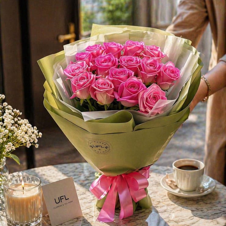 15 рожевих троянд – доставка квітів у Іпхофен