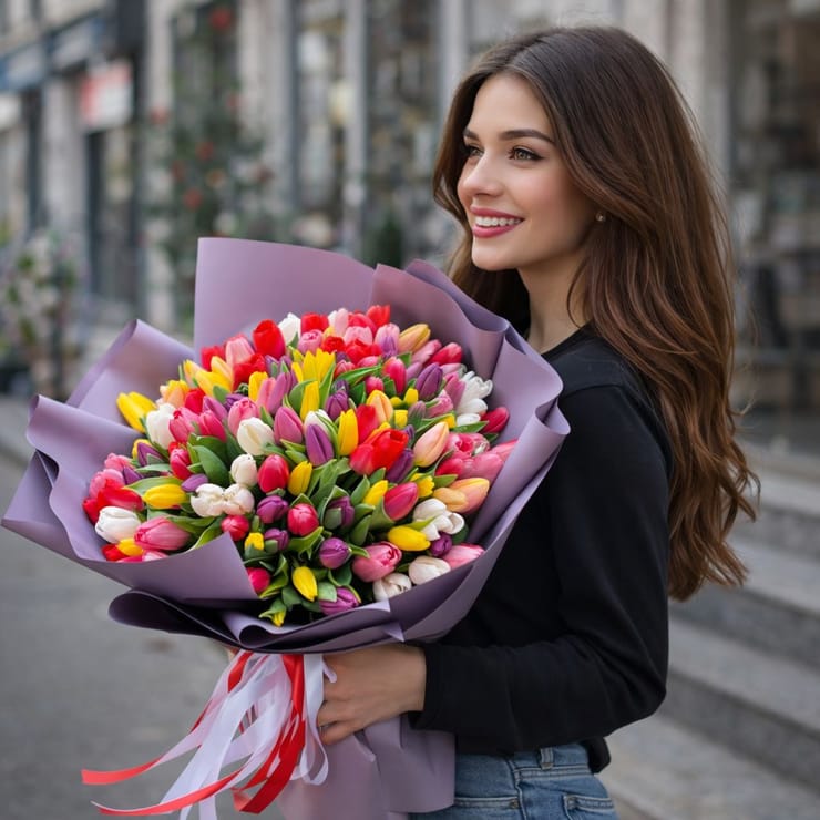 151 mixed tulips – flower delivery in Grosswallstadt