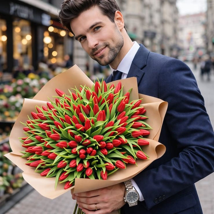 151 red tulips – flower delivery in Lille