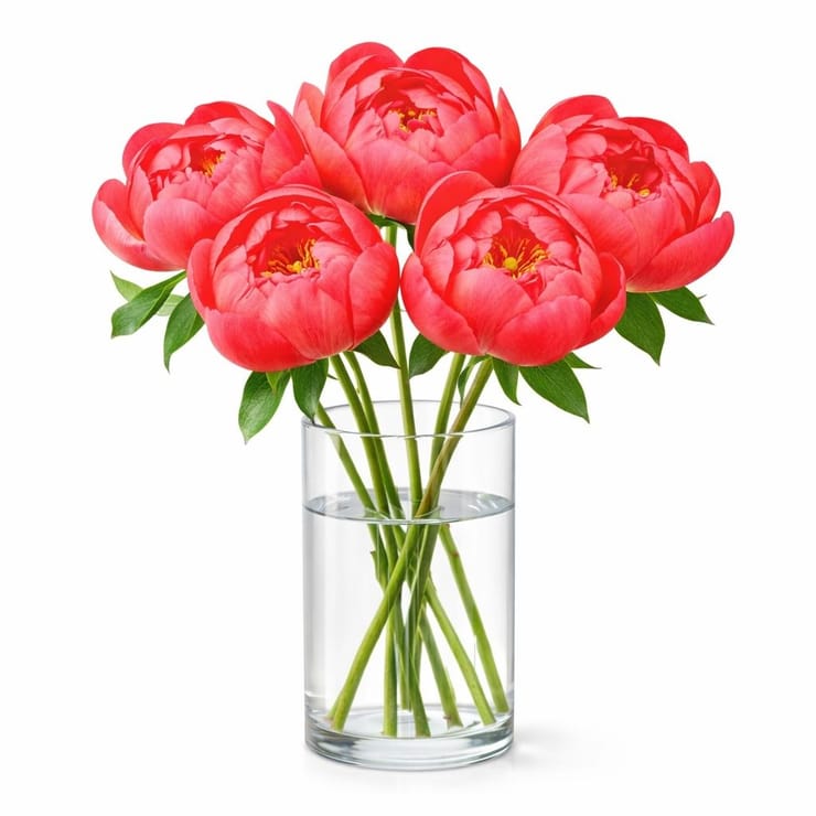 Піон кораловий поштучно (імпорт) – доставка квітів у Вірт