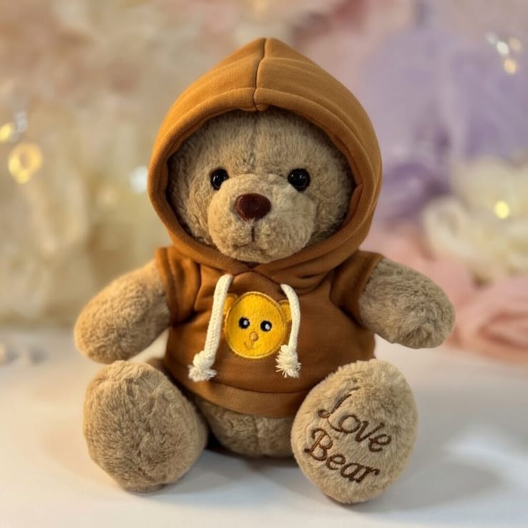 Кофейный мишка в худи 40 см – доставка цветов в Рыбачье