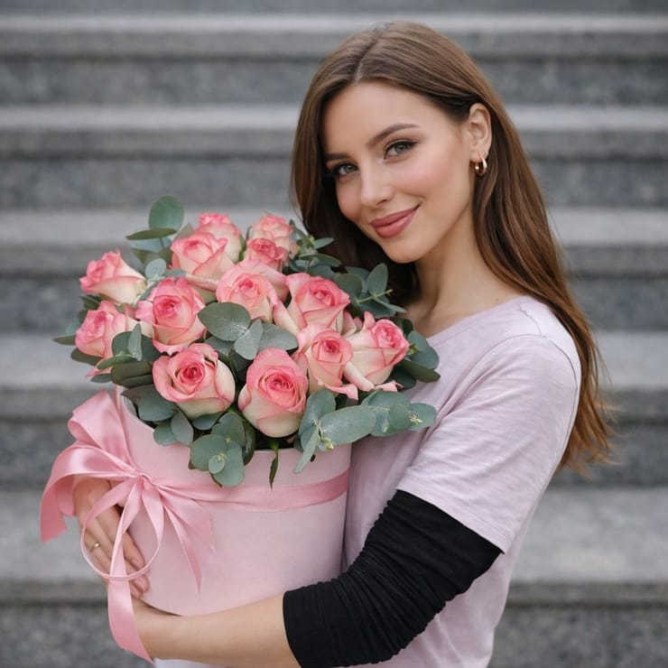 Roses in a box Jumilia 15pcs – flower delivery in Recife