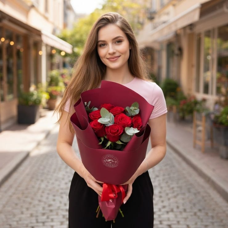 7 красных роз  – доставка цветов в Полтавская область