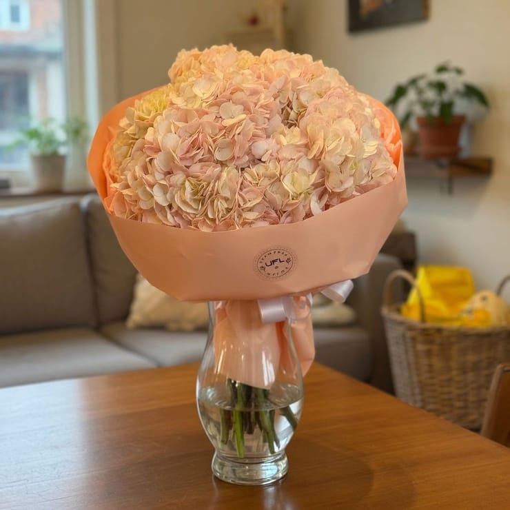 Букет рожевих гортензій 7шт – доставка квітів у Курім