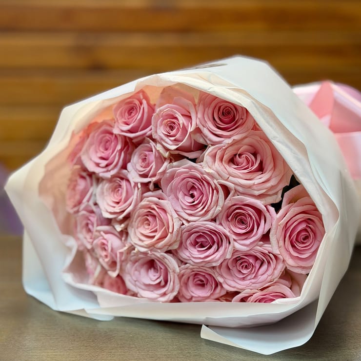 25 pink roses Kenia – доставка цветов в Kran