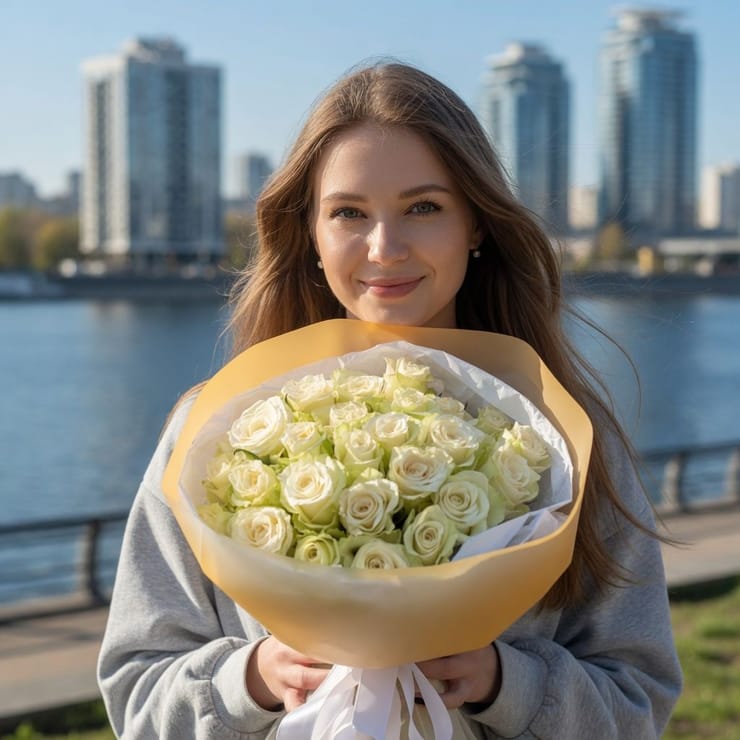 25 белых роз Кения – доставка цветов в Новоград-Волынский
