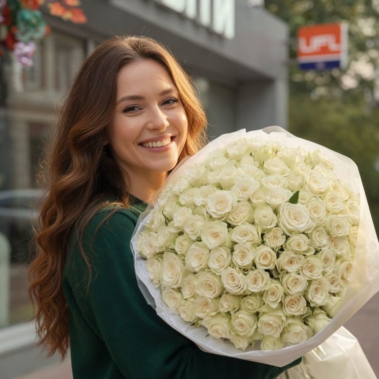 101 white roses Kenia – доставка цветов в Balakleya