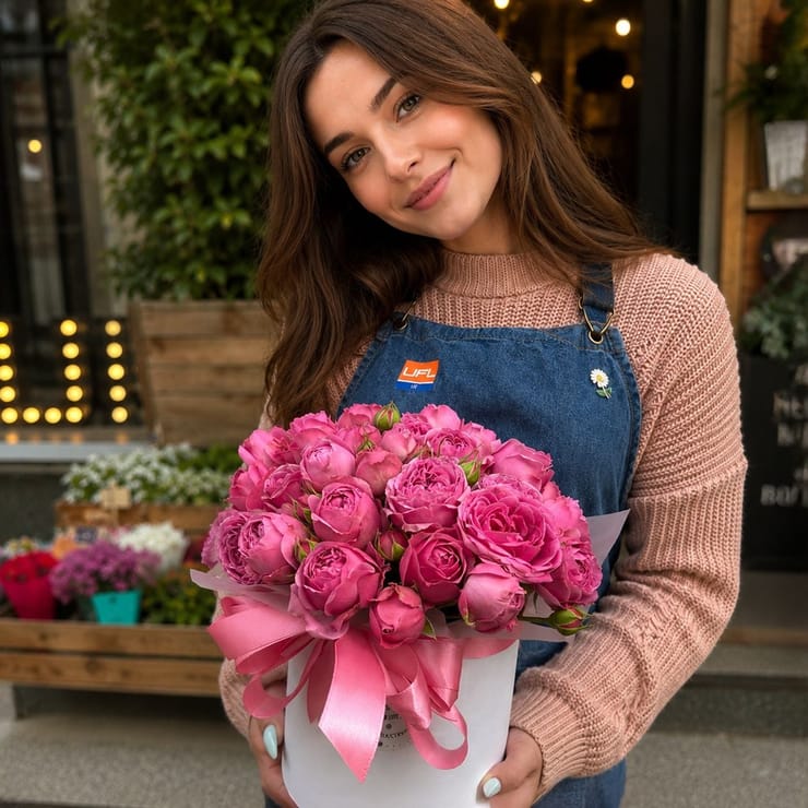 Pink peony roses in a box – flower delivery in Konya