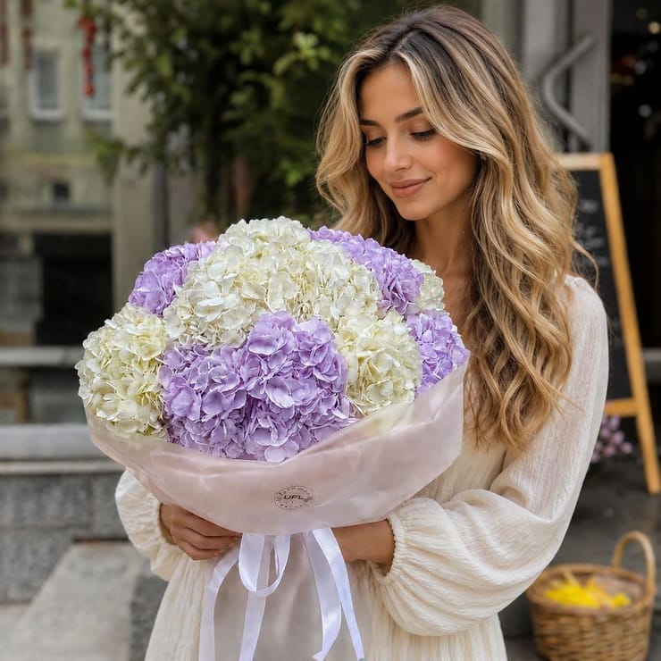 Lavender cloud of hydrangeas 15 pcs – flower delivery in Mostiska