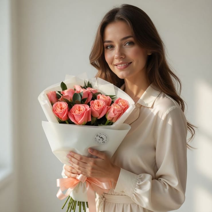 Букет 11 коралових троянд Афродіта, Крань