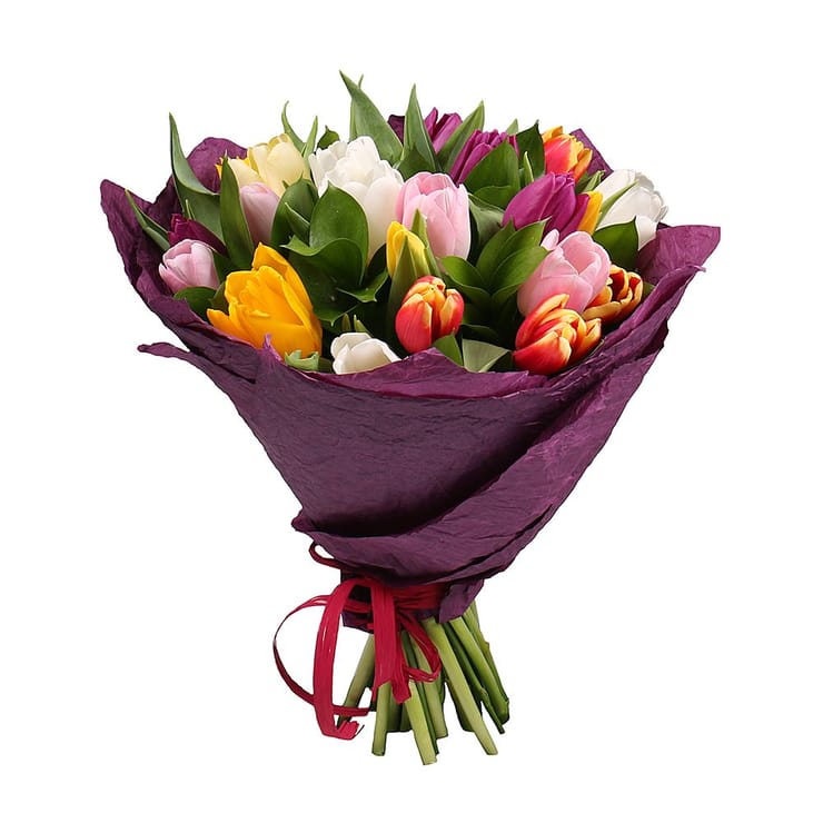 25 різнокольорових тюльпанів – доставка квітів у Дублін