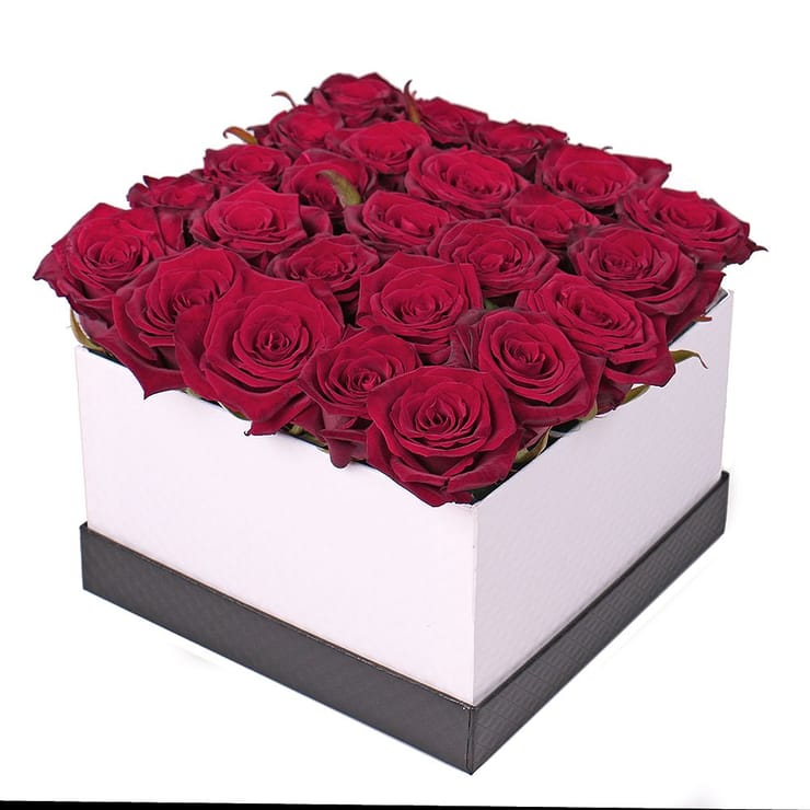 25 roses in a box – flower delivery in Volnyansk