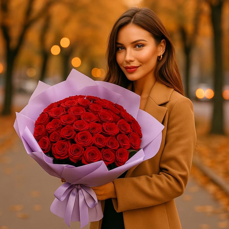 35 красных роз – доставка цветов в Шепетовка