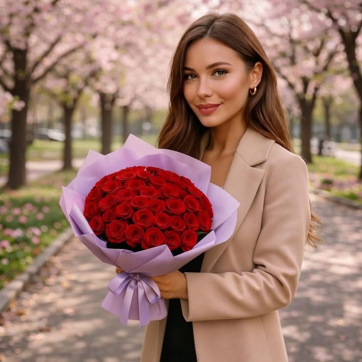 35 red roses – flower delivery in Krasniy Liman