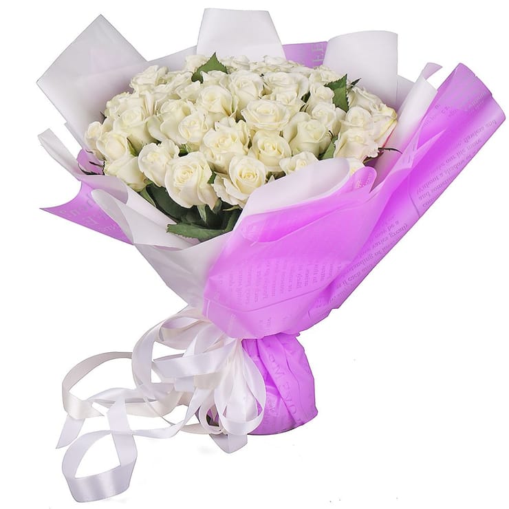 Bouquet 51 white roses – flower delivery in Volnyansk