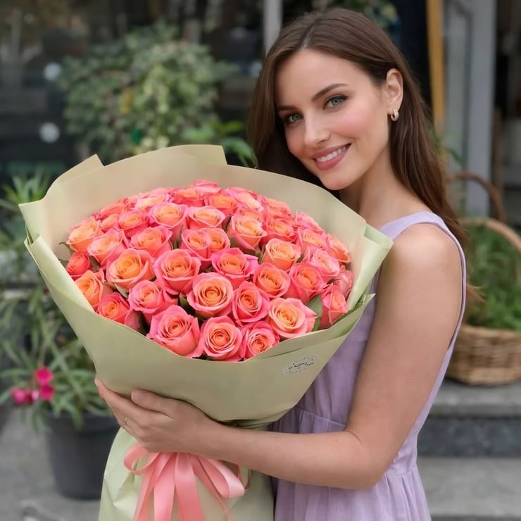 51 coral roses – flower delivery in Tashkent