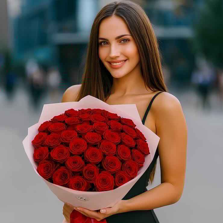51 red roses  – flower delivery in Volnyansk