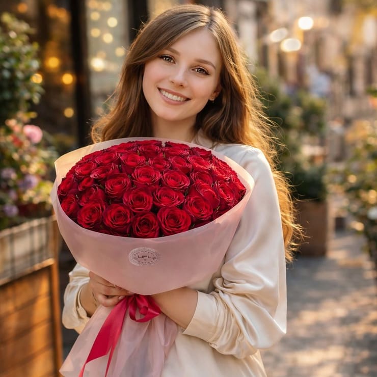 51 red roses  – flower delivery in Belopolye