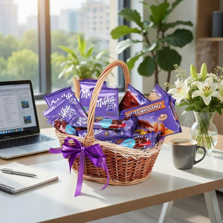 Milka-кошик шоколаду – доставка квітів у Ташир