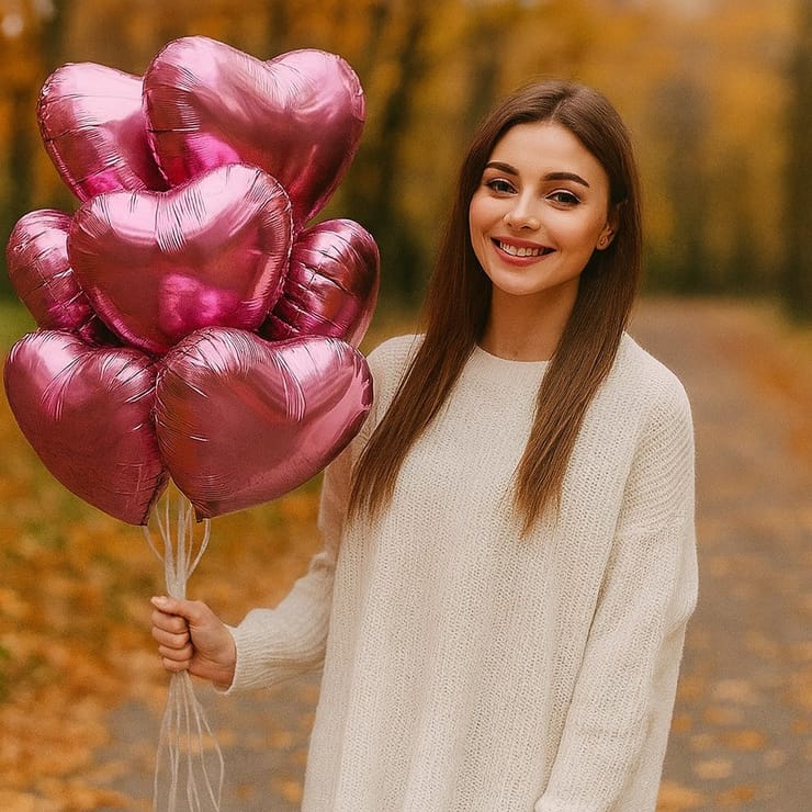 7 foil hear balloons – flower delivery in Kahovka