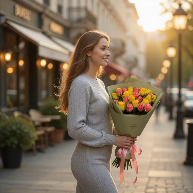 Букет Фарби літа 25 троянд – доставка цветов в Приморско