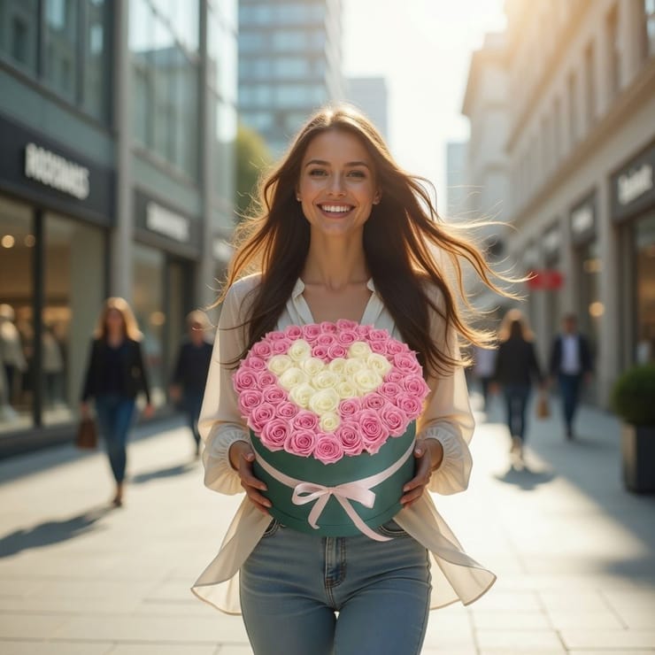 Розы в коробке Сердечный сюрприз 35шт – доставка цветов в Луганская область