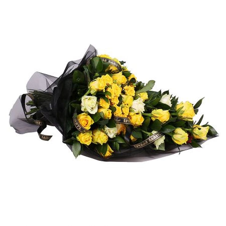 Funeral bouquet in gold color – flower delivery in Jersey Sity