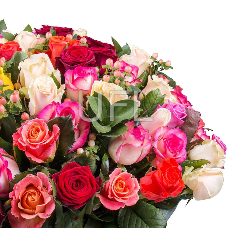 Великий букет різнокольорових троянд – доставка квітів у Дублін
